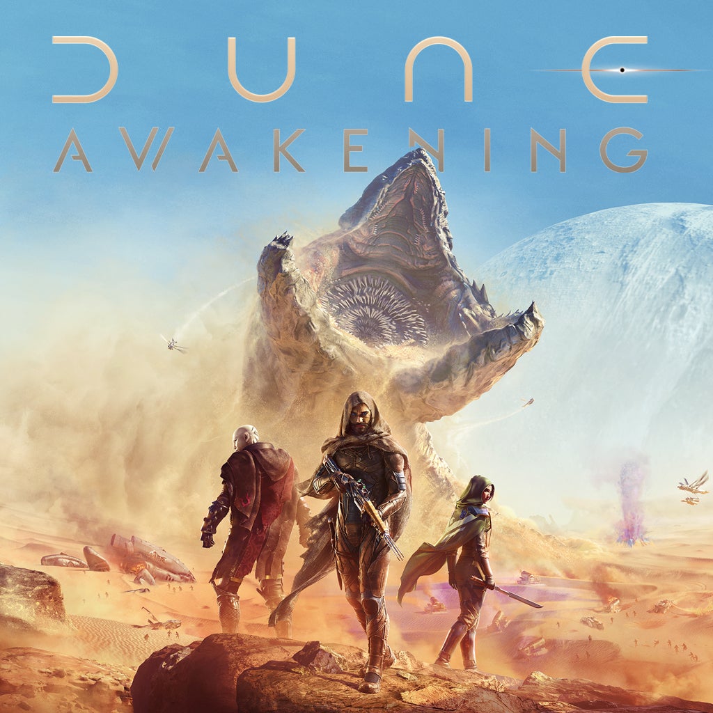 Dune: Awakening — official-style key art and gameplay scene