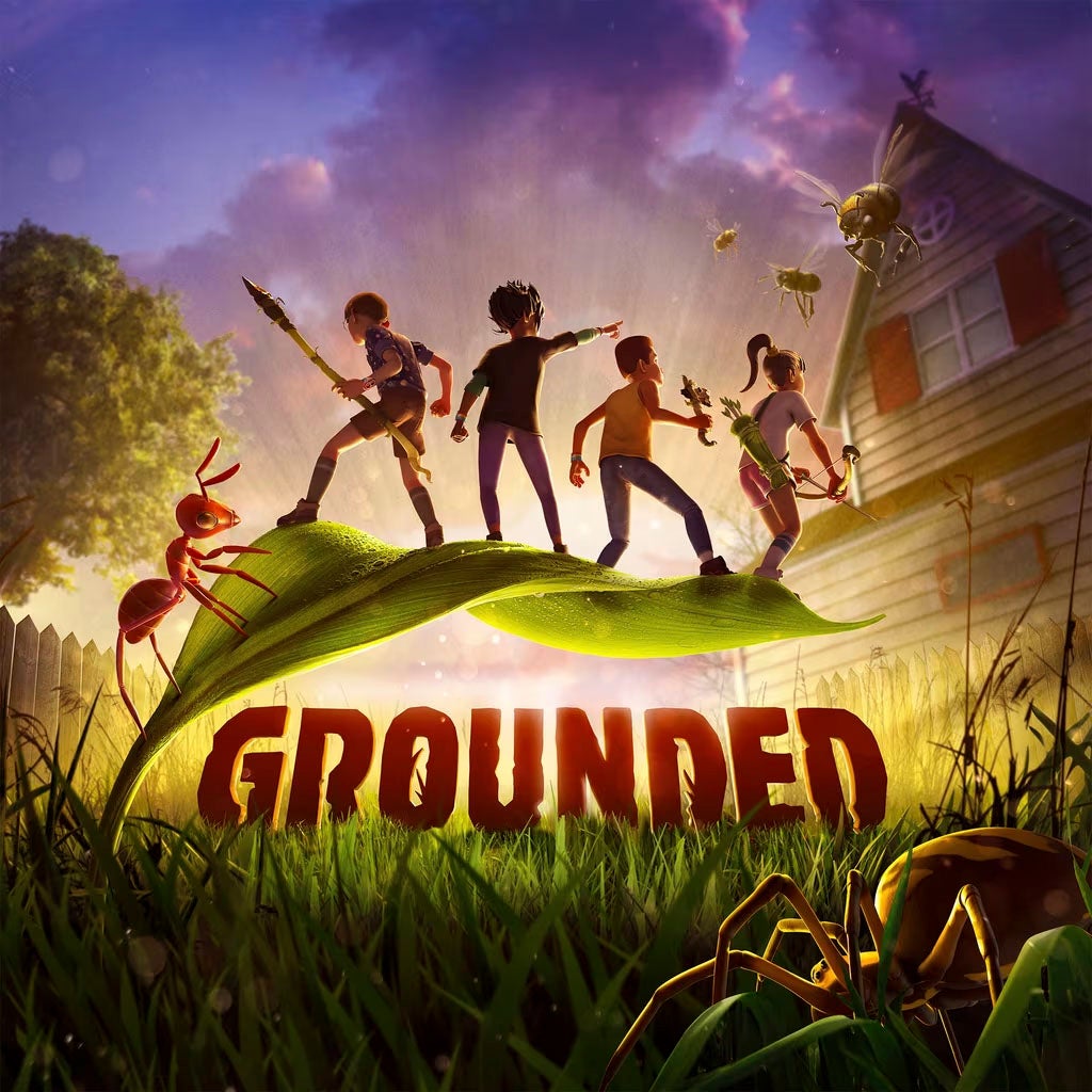 Grounded — official-style key art and gameplay scene