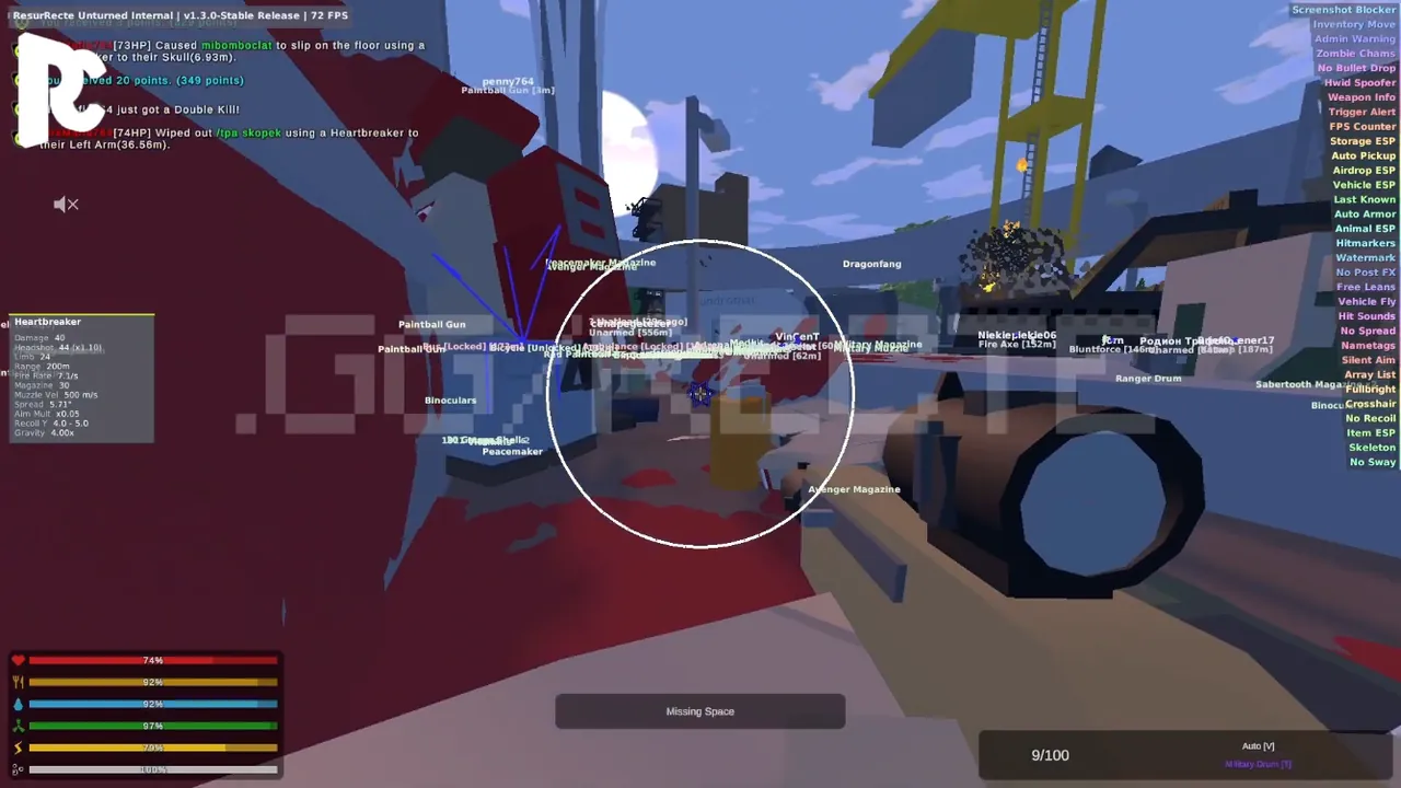 unturned Hacks aimbot FOV and feature list